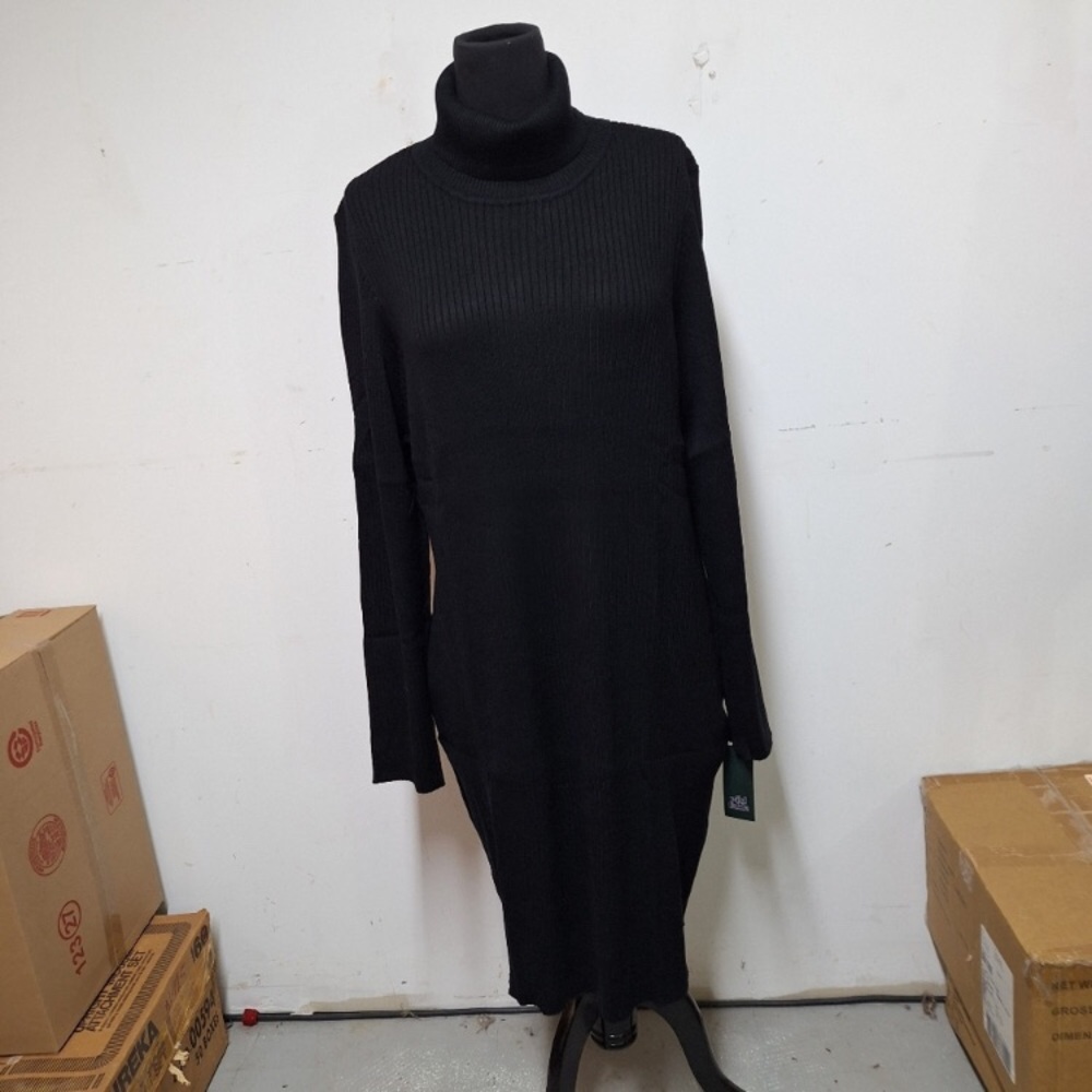 NWT! Women's Long Sleeve Bodycon Sweater Turtleneck Dress, Black - Picture 2 of 8